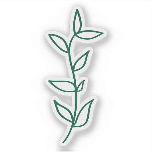Delicate Botanical Leaf Design Green Line Art  Sticker (Voorkant)