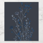 Delicate Botanical Line Art Floral Wijn Etiket (Enkel label)