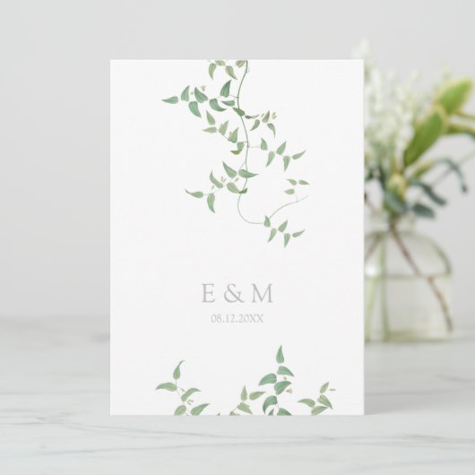 Delicate Botanical Wedding  Greenery Save The Date (Staand voorkant)