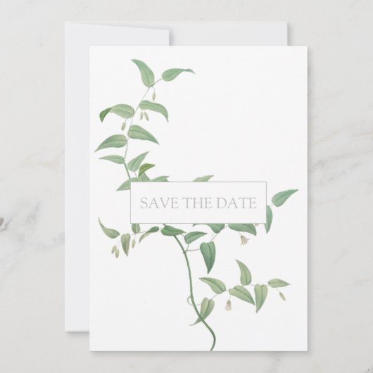 Delicate Botanical Wedding  Greenery Save The Date (Achterkant)