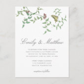 Delicate Botanische Boterfly Wedding Uitnodiging (Voorkant)