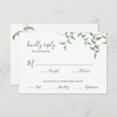 Delicate Botanische Bruiloft  groen RSVP Informatiekaartje (Voorkant / Achterkant)