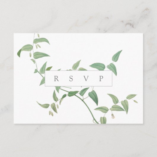Delicate Botanische Bruiloft  groen RSVP Informatiekaartje (Achterkant)