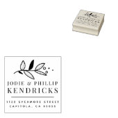 Delicate Botanische getrouwde paar retour adres Rubberstempel (Gestempeld)