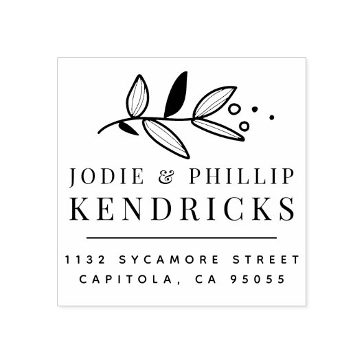 Delicate Botanische getrouwde paar retour adres Rubberstempel (Afrduk)