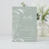 Delicate Botanische Sage Green RSVP Response Kaart (Staand voorkant)