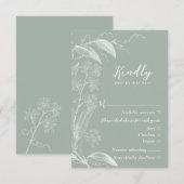 Delicate Botanische Sage Green RSVP Response Kaart (Voorkant / Achterkant)