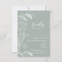 Delicate Botanische Sage Green RSVP Response Kaart