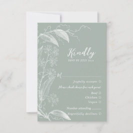 Delicate Botanische Sage Green RSVP Response Kaart