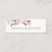 Delicate botanische vertakking Roze bloemen waterv Mini Visitekaartje (Voorkant)