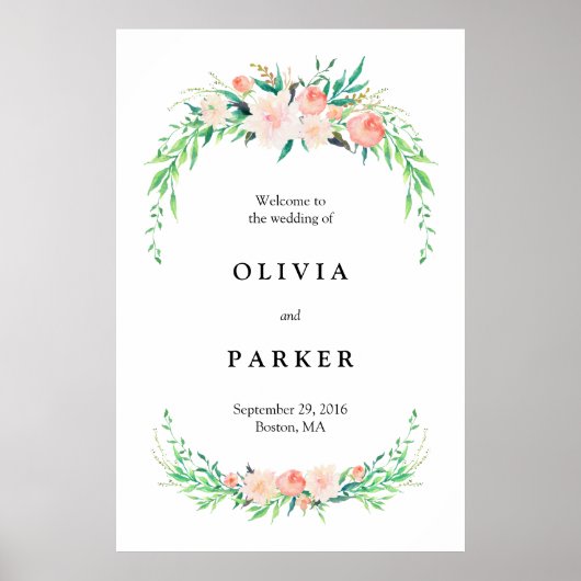 Delicate Bouquet Large Wedding Welcome Sign Poster (Voorkant)
