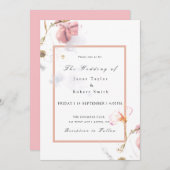 Delicate Bouquet met roze rand huwelijk Kaart (Voorkant / Achterkant)