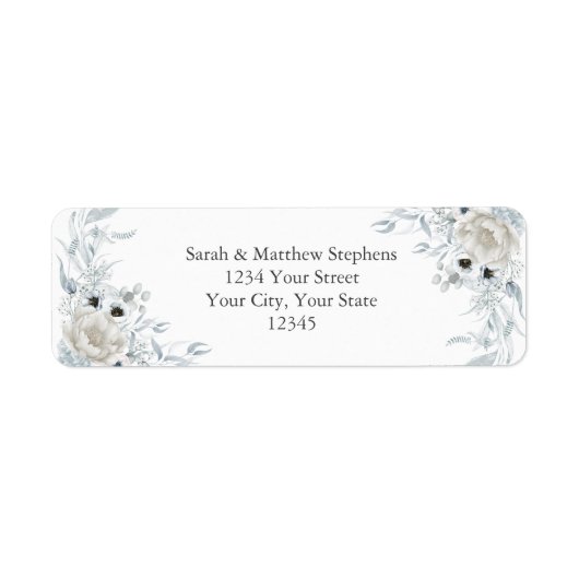 Delicate Bouquets van Blauwe Ivory Flowers Etiket (Voorkant)