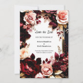 Delicate Bourgogne Botanische Save The Date (Voorkant)