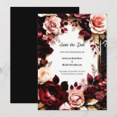 Delicate Bourgogne Botanische Save The Date (Voorkant / Achterkant)