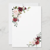 Delicate Bourgondië Blush Bloemen Gouden Kruis Doo Kaart (Achterkant)