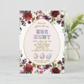 Delicate Bourgondische bloemen Gouden Ei Hunt Pase Kaart (Staand voorkant)