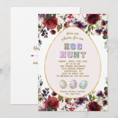 Delicate Bourgondische bloemen Gouden Ei Hunt Pase Kaart (Voorkant / Achterkant)