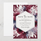 Delicate Bourgondische bruiloft Save The Date (Voorkant / Achterkant)