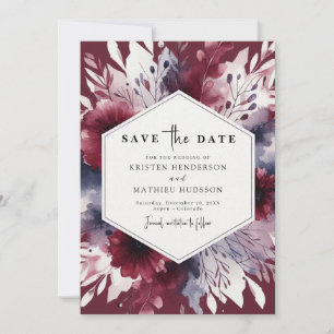 Delicate Bourgondische bruiloft Save The Date