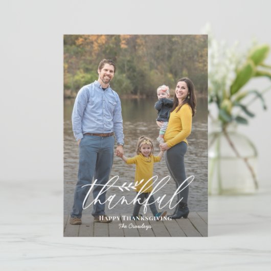 Delicate Branch Editable Color Thanksgiving Cards Feestdagenkaart (Staand voorkant)