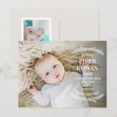 Delicate Branch Foto Geboorte Aankondiging Briefka (Voorkant / Achterkant)