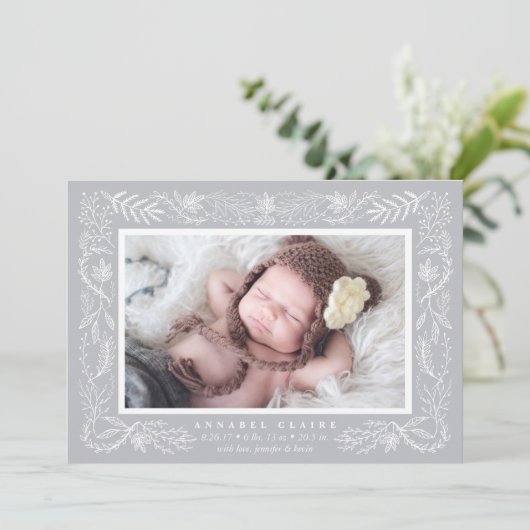 Delicate Branches Birth Announcement | Deen Aankondiging (Staand voorkant)