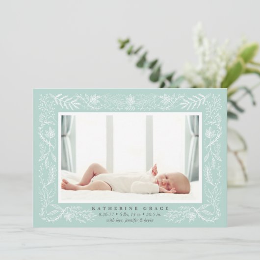 Delicate Branches Birth Announcement | Munt Aankondiging (Staand voorkant)