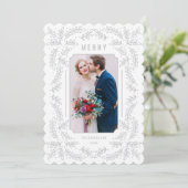 Delicate Branches Silver Holiday Floral-fotokaart Feestdagenkaart (Staand voorkant)