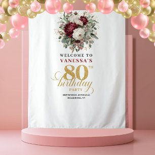 Delicate Burgundy 80e Verjaardag Achtergrond Wandkleed