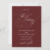Delicate Burgundy Modern Calligraphy Classic Kaart (Voorkant)