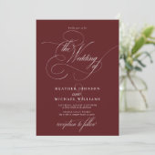 Delicate Burgundy Modern Calligraphy Classic Kaart (Staand voorkant)