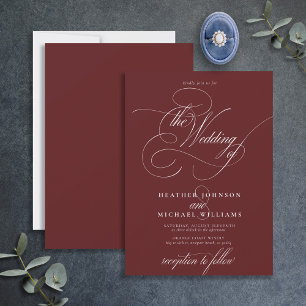 Delicate Burgundy Modern Calligraphy Classic Kaart