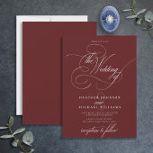 Delicate Burgundy Modern Calligraphy Classic Kaart
