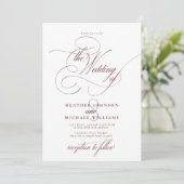 Delicate Burgundy Modern Calligraphy Classic Kaart (Staand voorkant)