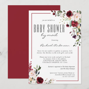 Delicate Burgundy Rozen Baby shower van Mail Kaart