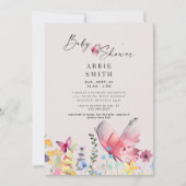 Delicate Butterflies en Wildbloemen Baby shower Kaart (Voorkant)