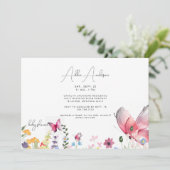 Delicate Butterflies en Wildbloemen Baby shower Kaart (Staand voorkant)