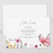 Delicate Butterflies en Wildbloemen Baby shower Kaart (Voorkant / Achterkant)