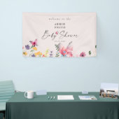 Delicate Butterflies en Wildbloemen Baby shower Spandoek (Beurs)