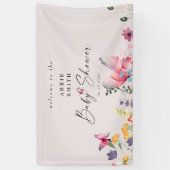 Delicate Butterflies en Wildbloemen Baby shower Spandoek (Verticaal)