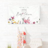 Delicate Butterflies Wildbloemen Wit Baby shower Spandoek (Insitu)