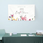 Delicate Butterflies Wildbloemen Wit Baby shower Spandoek (Beurs)
