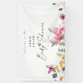 Delicate Butterflies Wildbloemen Wit Baby shower Spandoek (Verticaal)