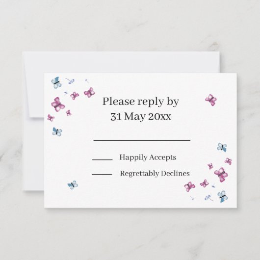 Delicate Butterfly RSVP insert (Voorkant)