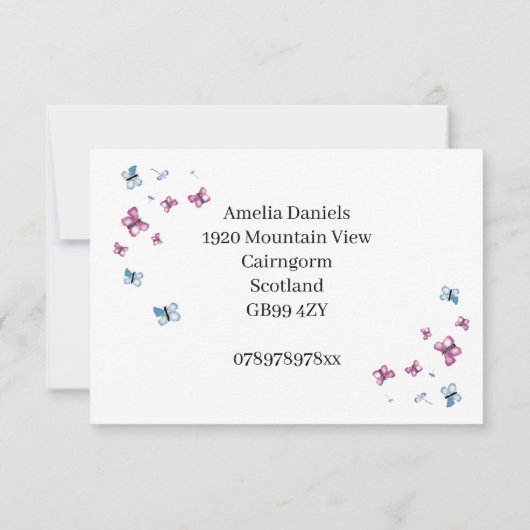 Delicate Butterfly RSVP insert (Achterkant)
