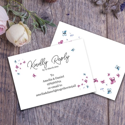 Delicate Butterfly RSVP Kaartje