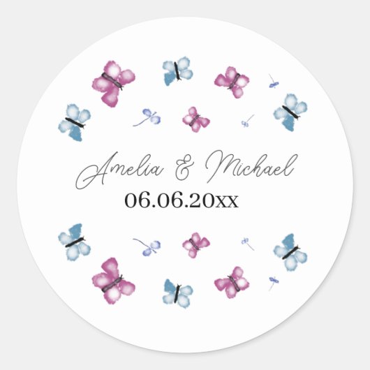 Delicate Butterfly Sla de datum op Ronde Sticker (Voorkant)