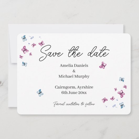 Delicate Butterfly Sla de datum op Save The Date (Voorkant)