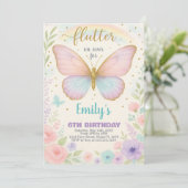 Delicate Butterfly Verjaardag Uitnodiging (Staand voorkant)
